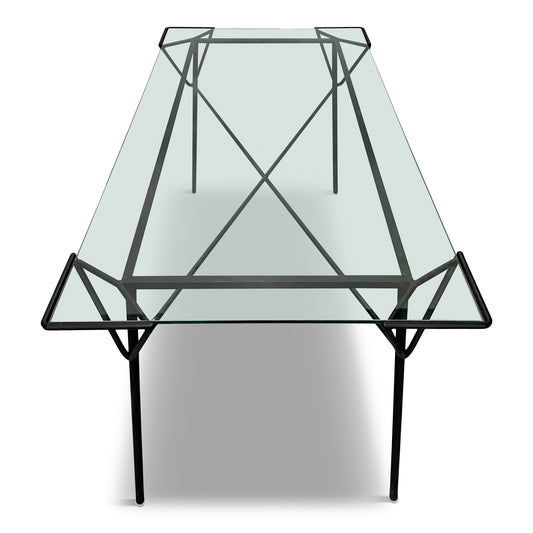 Geometric Iron and Glass Dining Table by Ossia Arkus for Arbuck Mid Century