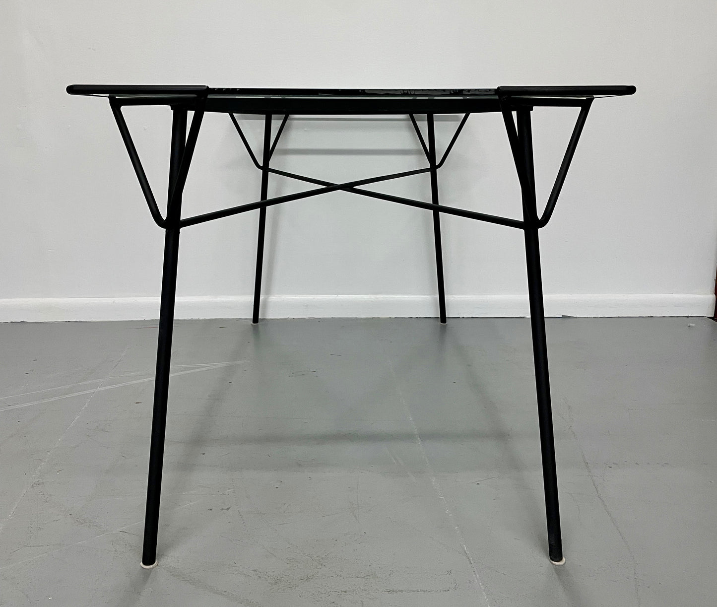 Geometric Iron and Glass Dining Table by Ossia Arkus for Arbuck Mid Century