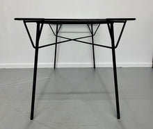 Load image into Gallery viewer, Mid Century Geometric Iron and Glass Dining Table