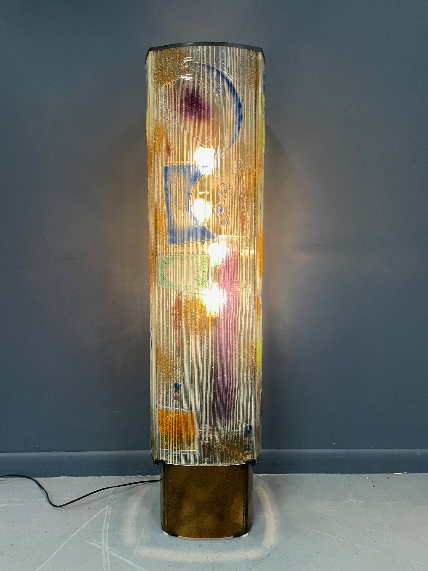 SOLD – Art Glass Sculptural Floor Lamp with Bronze Fittings