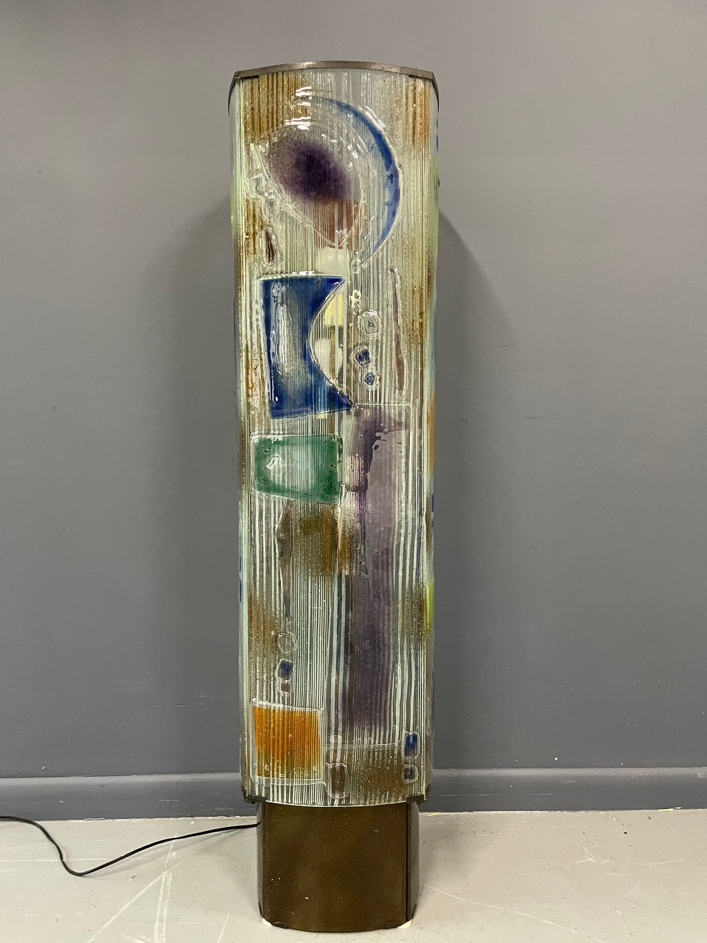 SOLD – Art Glass Sculptural Floor Lamp with Bronze Fittings