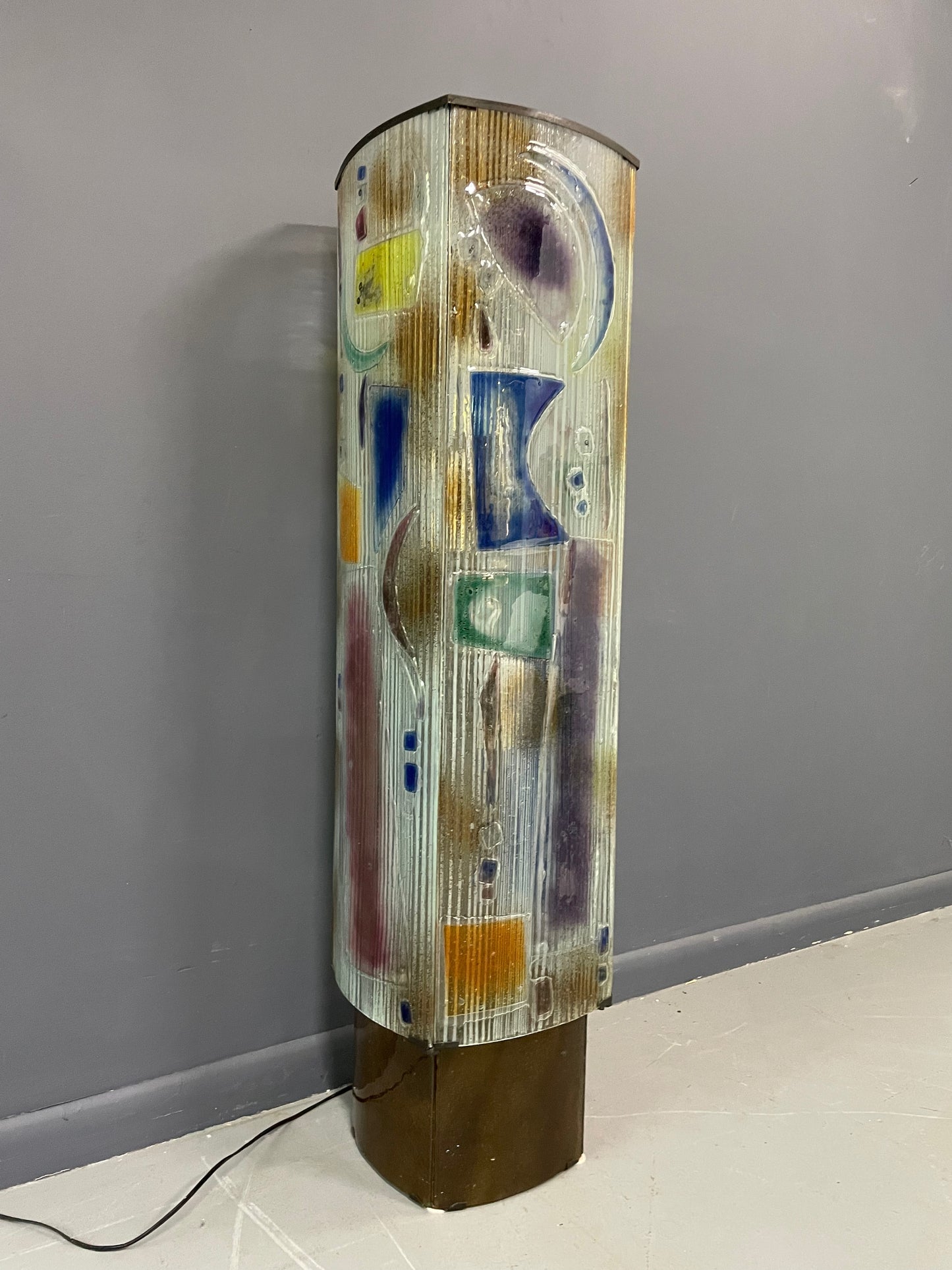 SOLD – Art Glass Sculptural Floor Lamp with Bronze Fittings