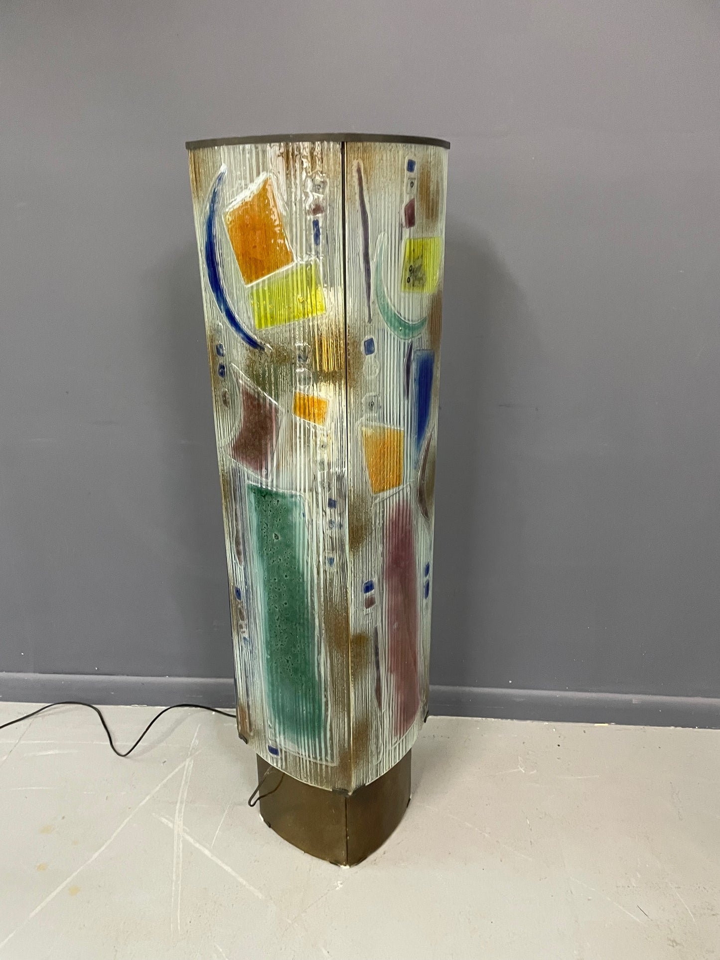 SOLD – Art Glass Sculptural Floor Lamp with Bronze Fittings