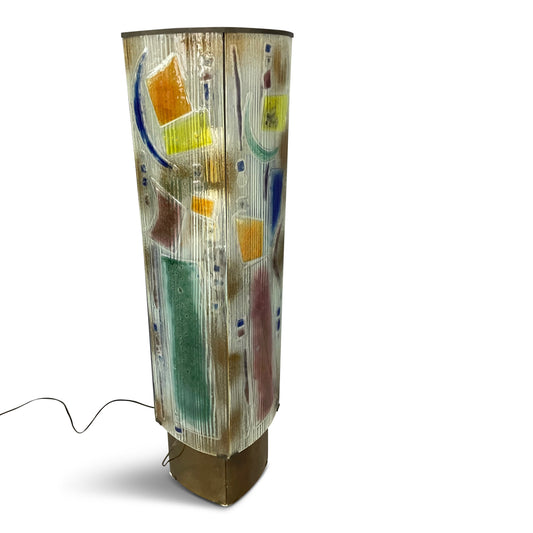 SOLD – Art Glass Sculptural Floor Lamp with Bronze Fittings