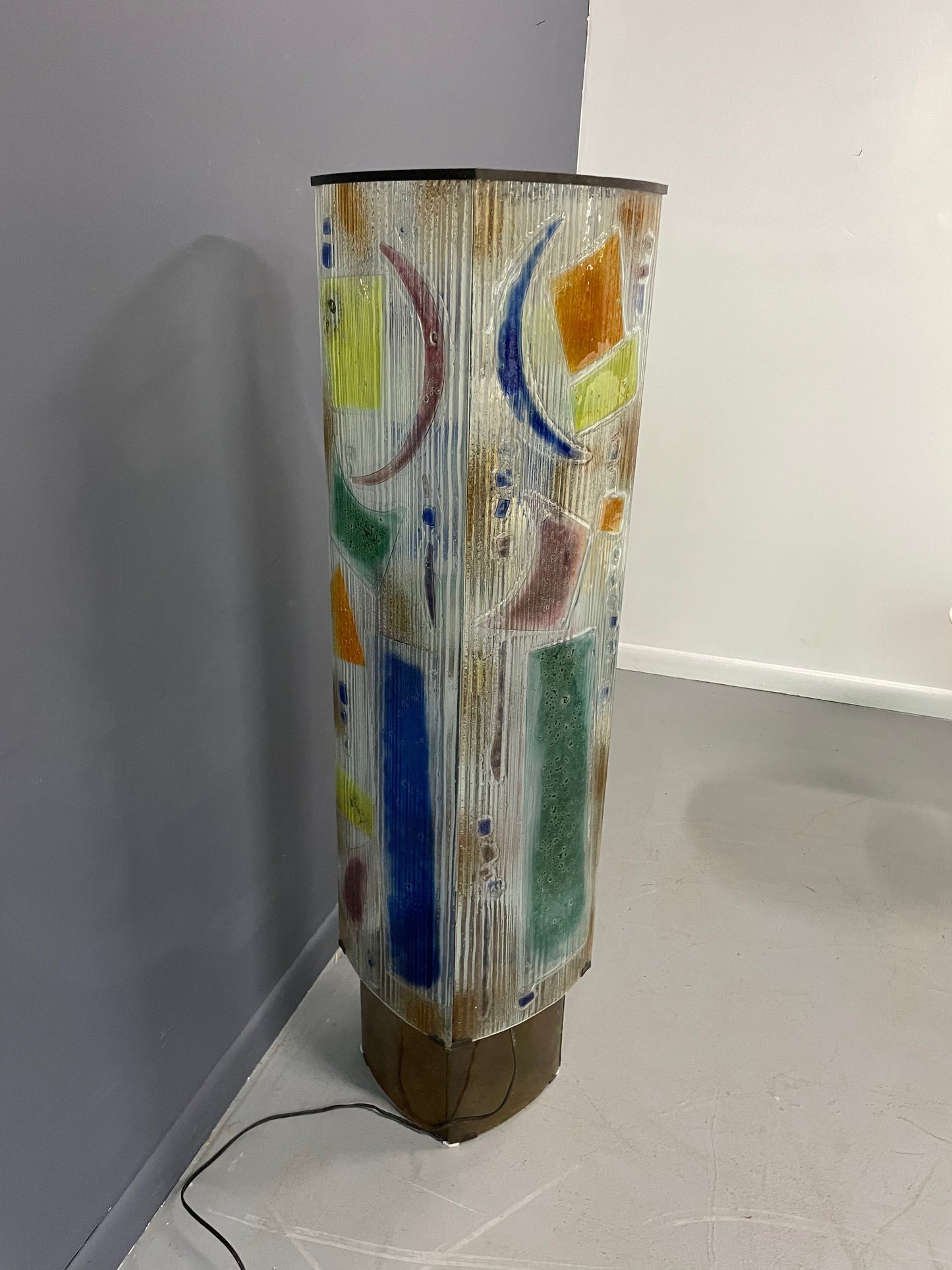 SOLD – Art Glass Sculptural Floor Lamp with Bronze Fittings