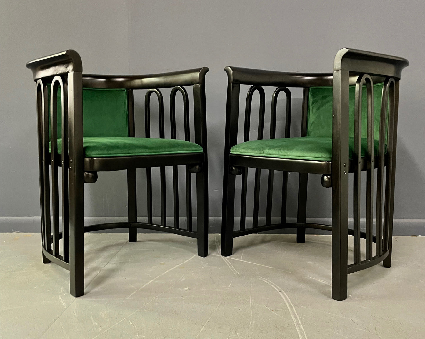 SOLD – Josef Hoffman Pair of Vienna Secessionist Bentwood Arm Chairs for J & J Kohn