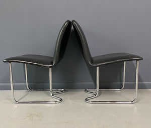 Milo Baughman for DIA Rare Set of Six Chrome Cantilevered Dining Chairs