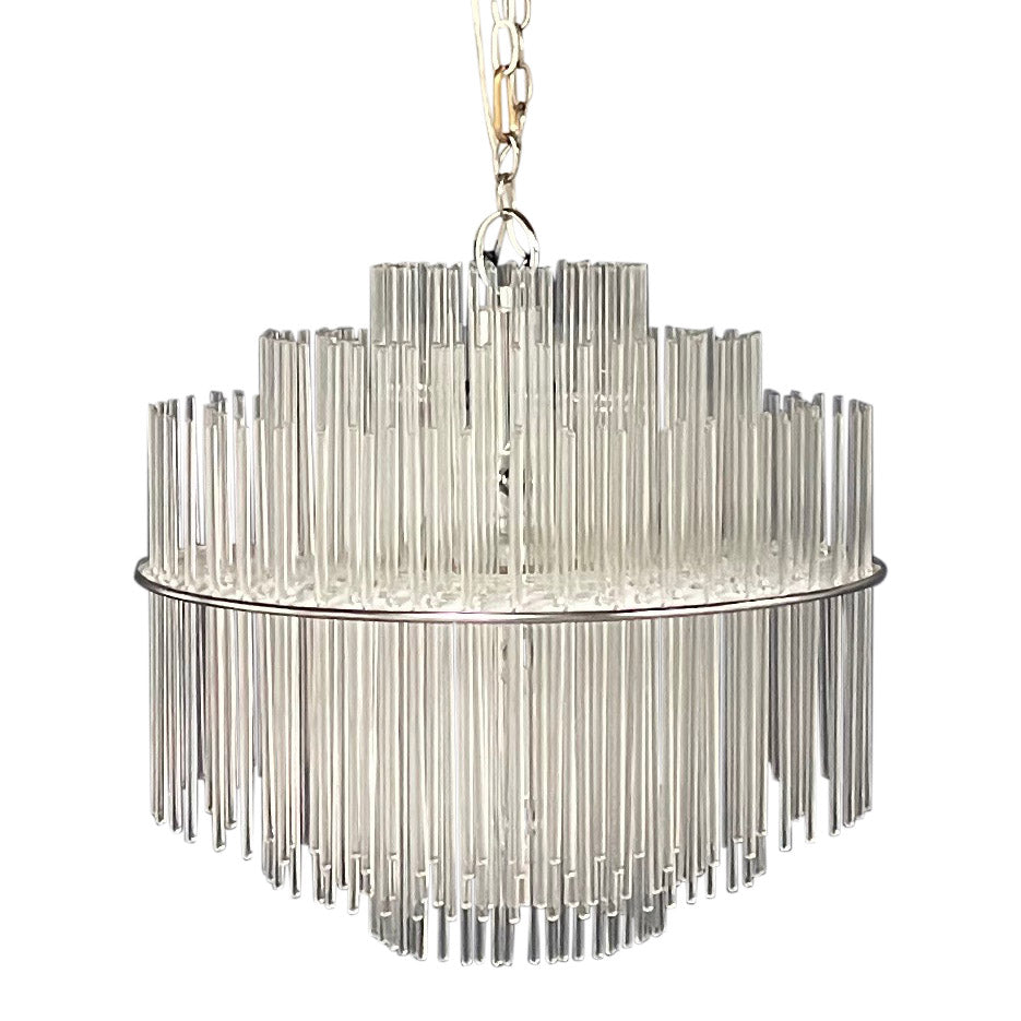 SOLD – Glass Rod Mid Century Chandelier in the Style of Gaetano Sciolari