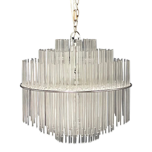 SOLD – Glass Rod Mid Century Chandelier in the Style of Gaetano Sciolari