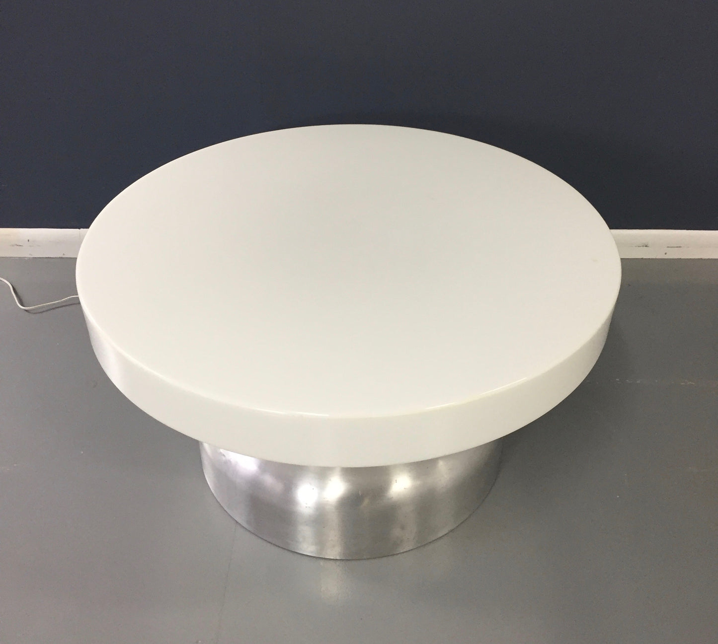 Post Modern Industrial Lighted Coffee Table in Brushed Aluminum and Acrylic