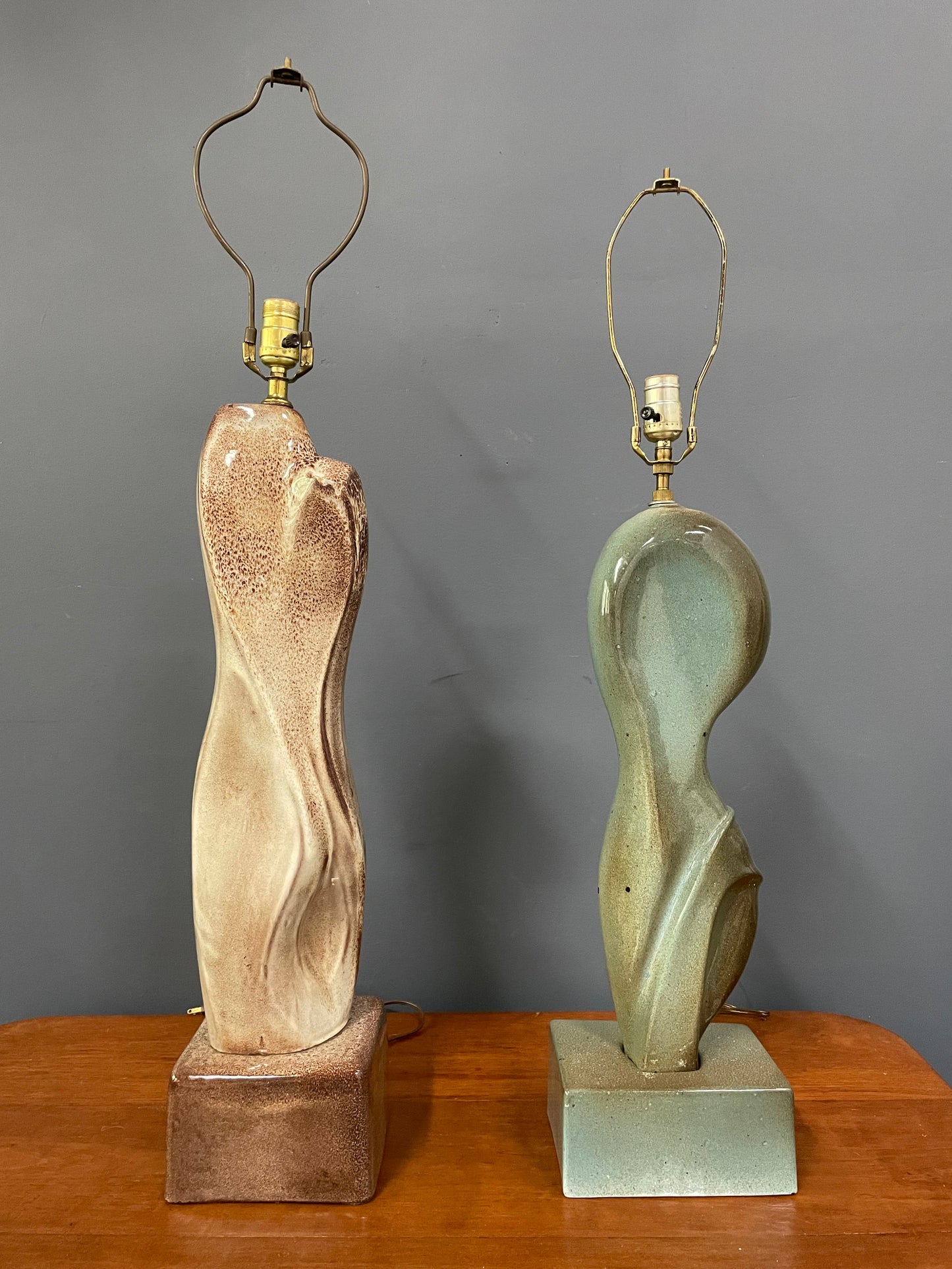SOLD – Marianna Von Allesch Pair of Complimentary Ceramic Mid Century Table Lamps