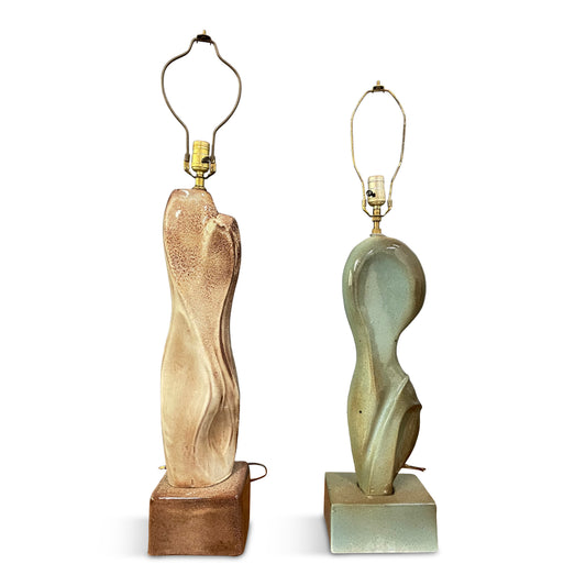 SOLD – Marianna Von Allesch Pair of Complimentary Ceramic Mid Century Table Lamps