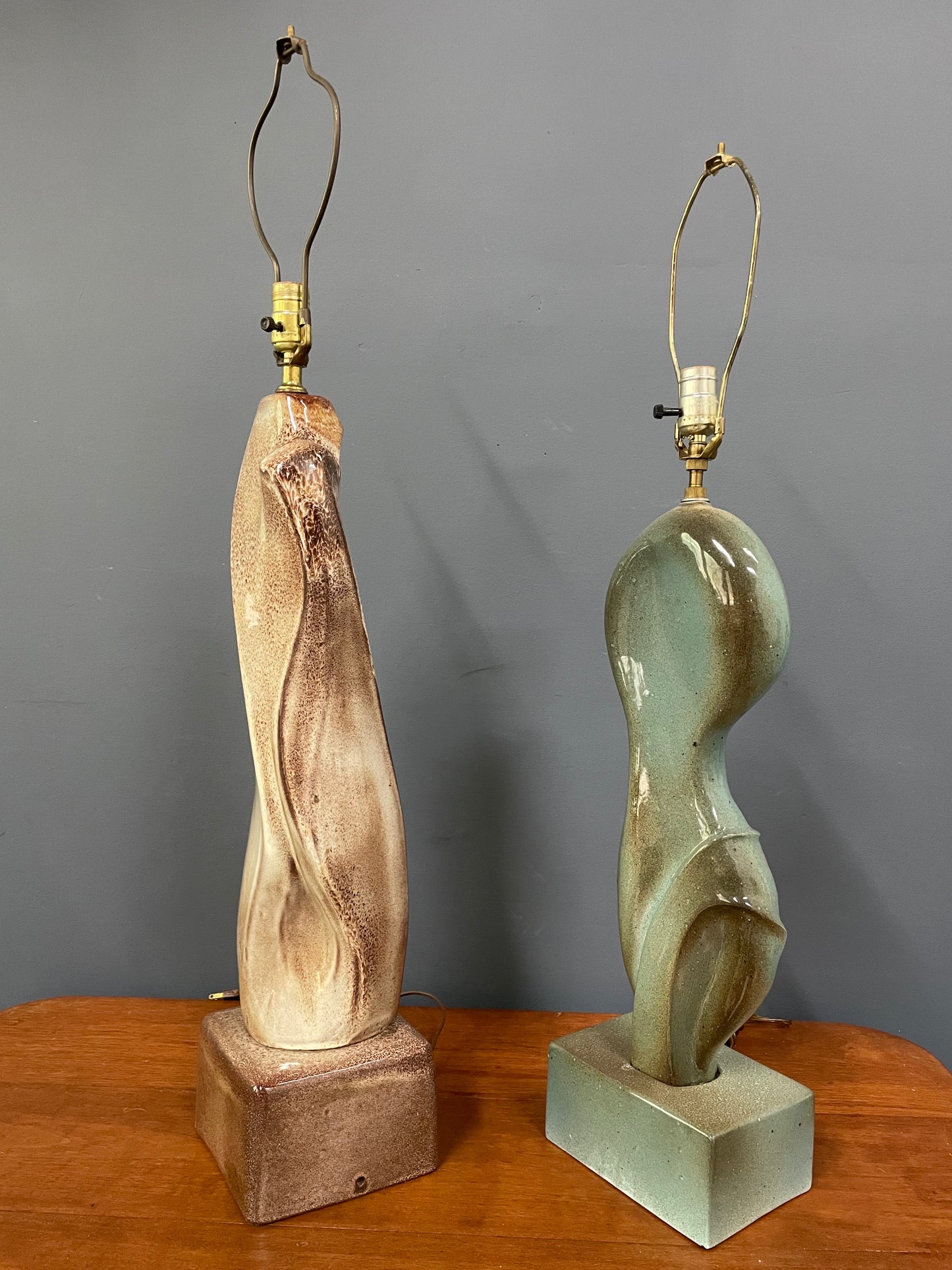 SOLD – Marianna Von Allesch Pair of Complimentary Ceramic Mid Century Table Lamps