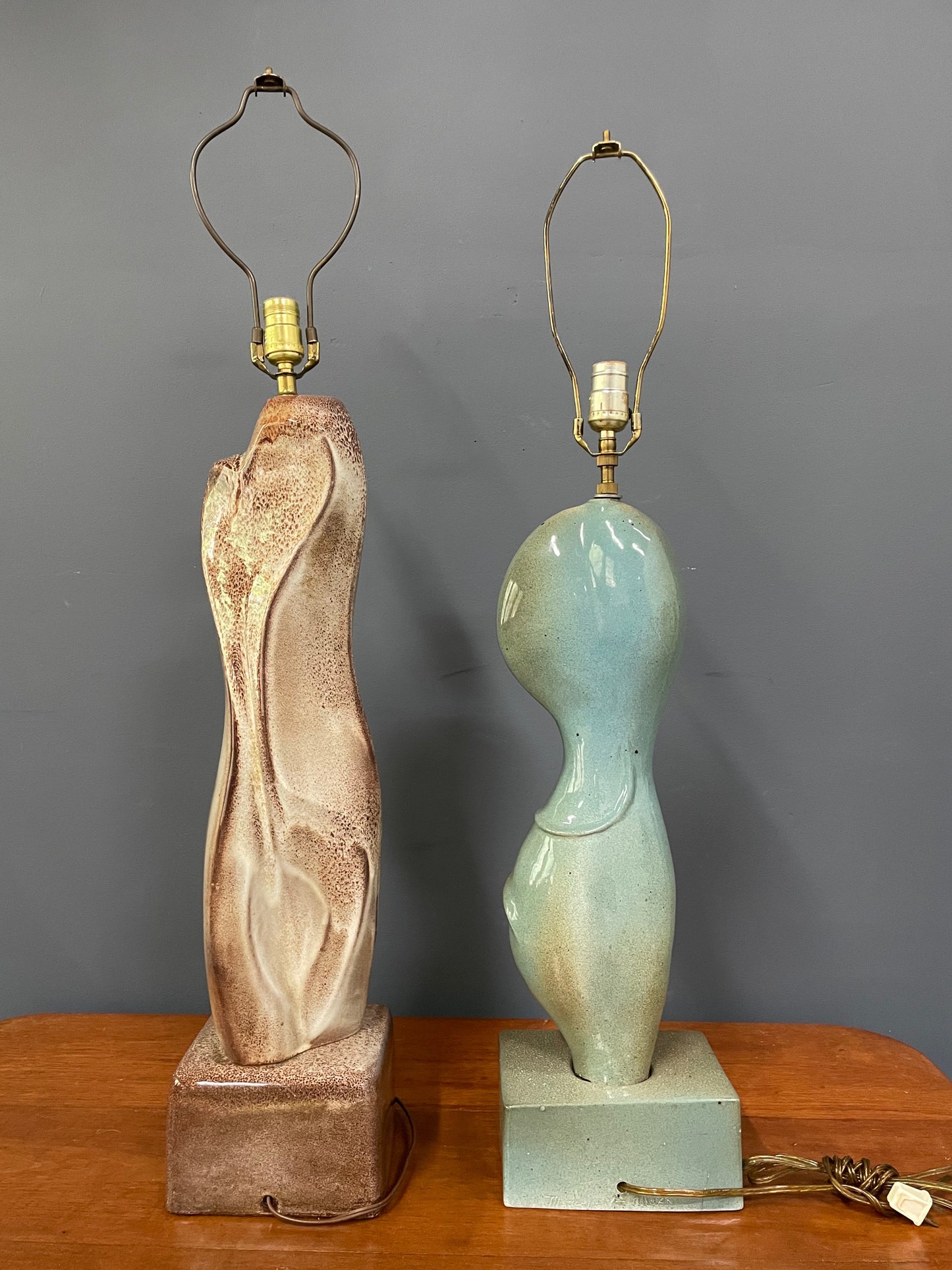 SOLD – Marianna Von Allesch Pair of Complimentary Ceramic Mid Century Table Lamps