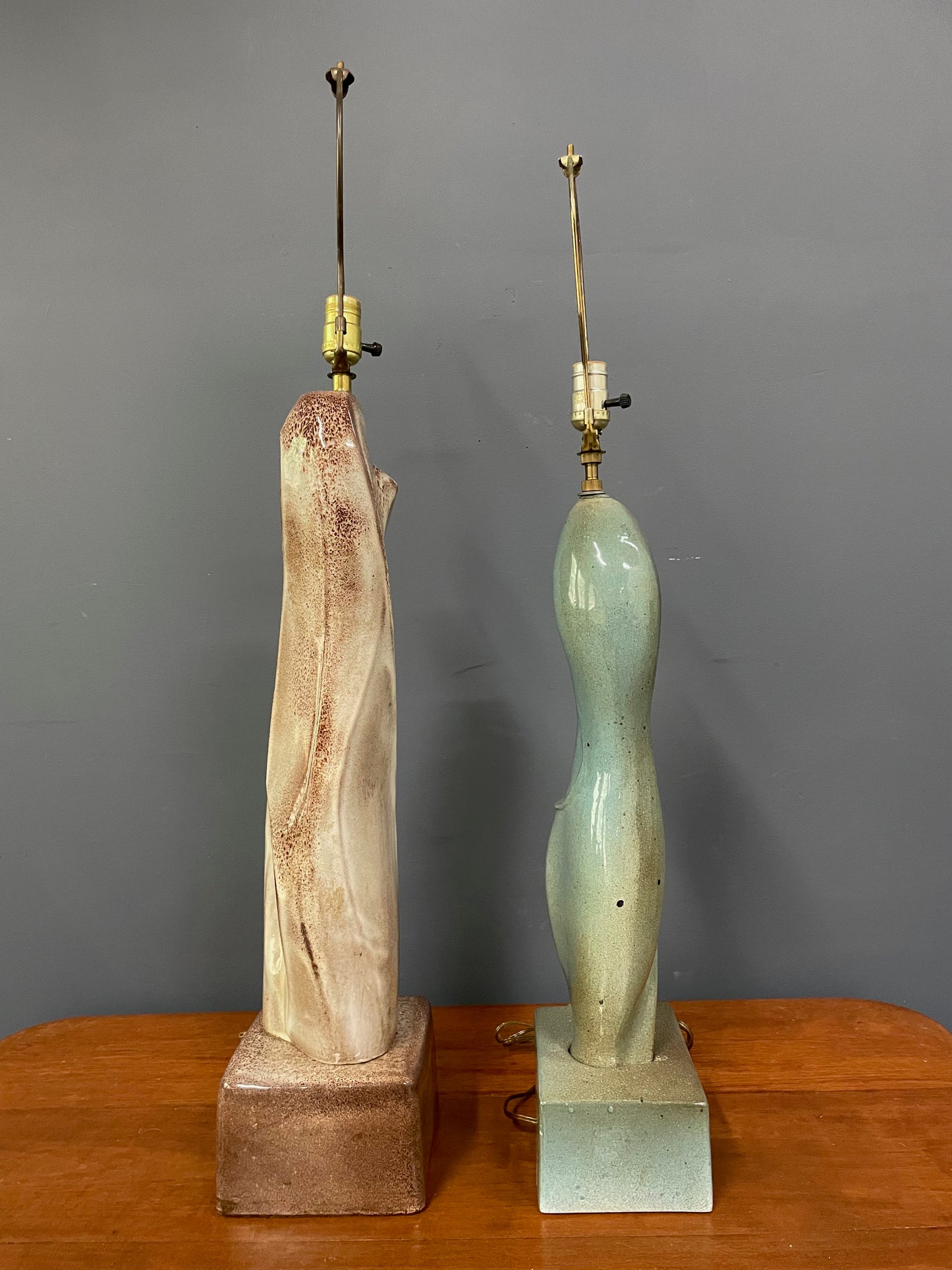 SOLD – Marianna Von Allesch Pair of Complimentary Ceramic Mid Century Table Lamps