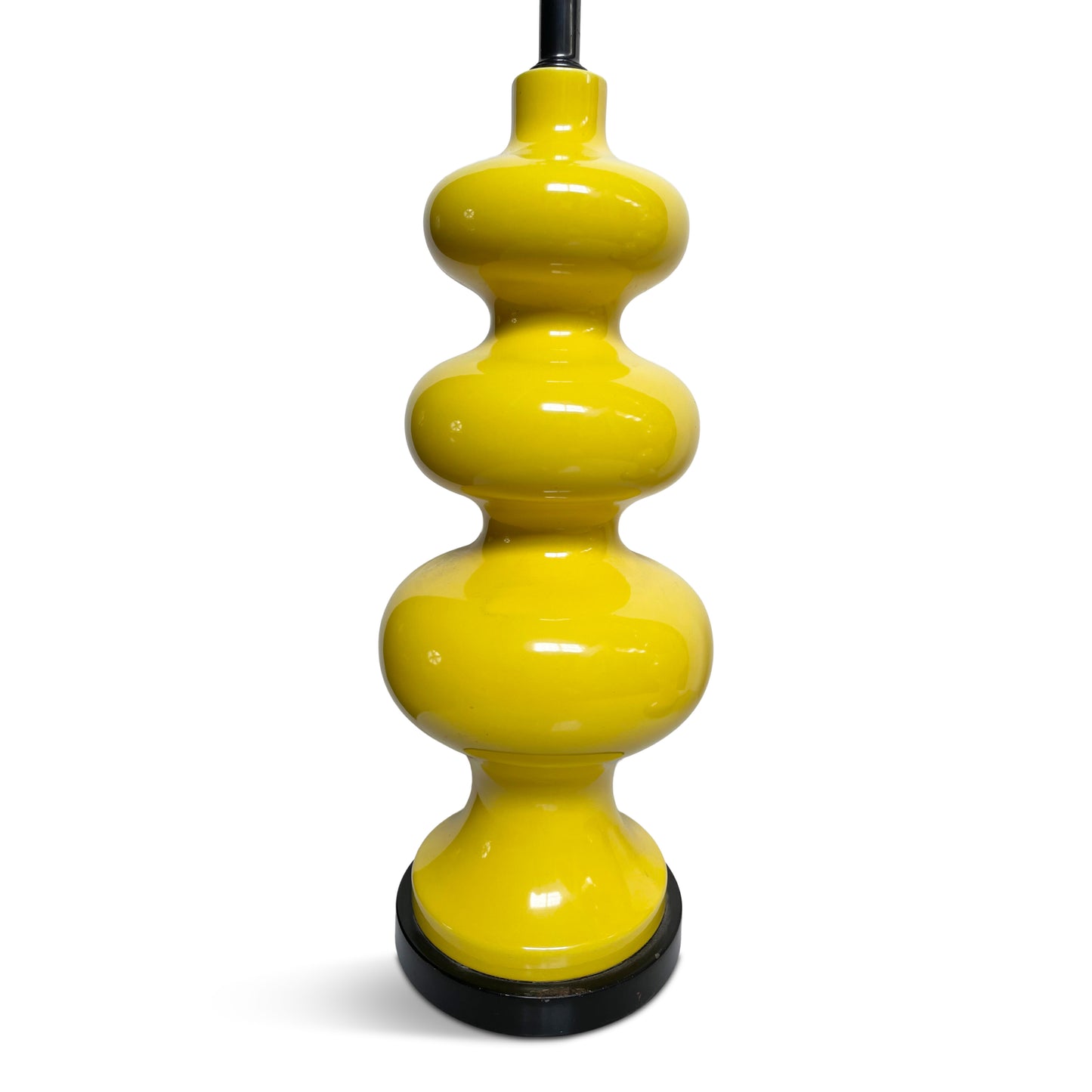SOLD – Mid Century Curvaceous Ceramic Large Bright Yellow Table Lamps a Pair