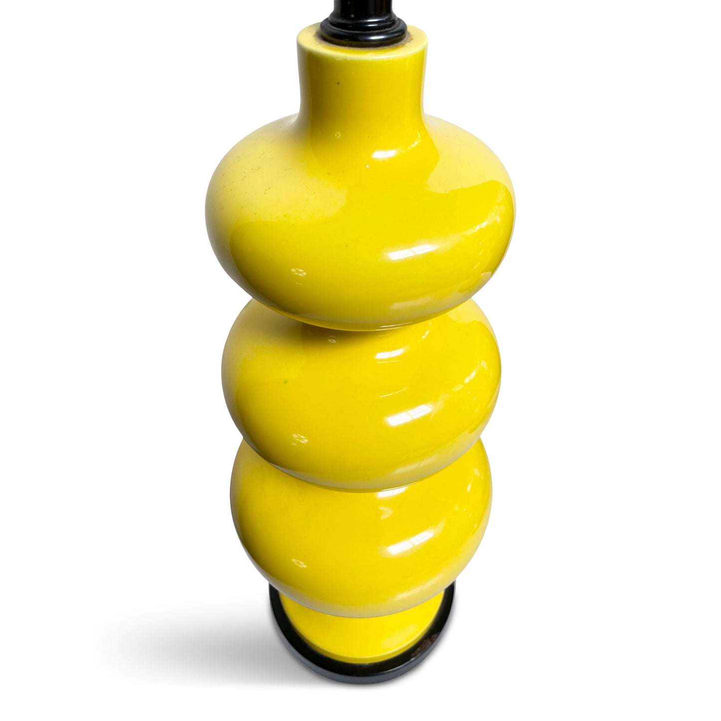 SOLD – Mid Century Curvaceous Ceramic Large Bright Yellow Table Lamps a Pair