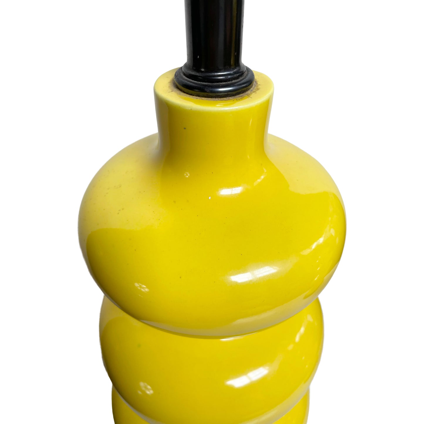 SOLD – Mid Century Curvaceous Ceramic Large Bright Yellow Table Lamps a Pair
