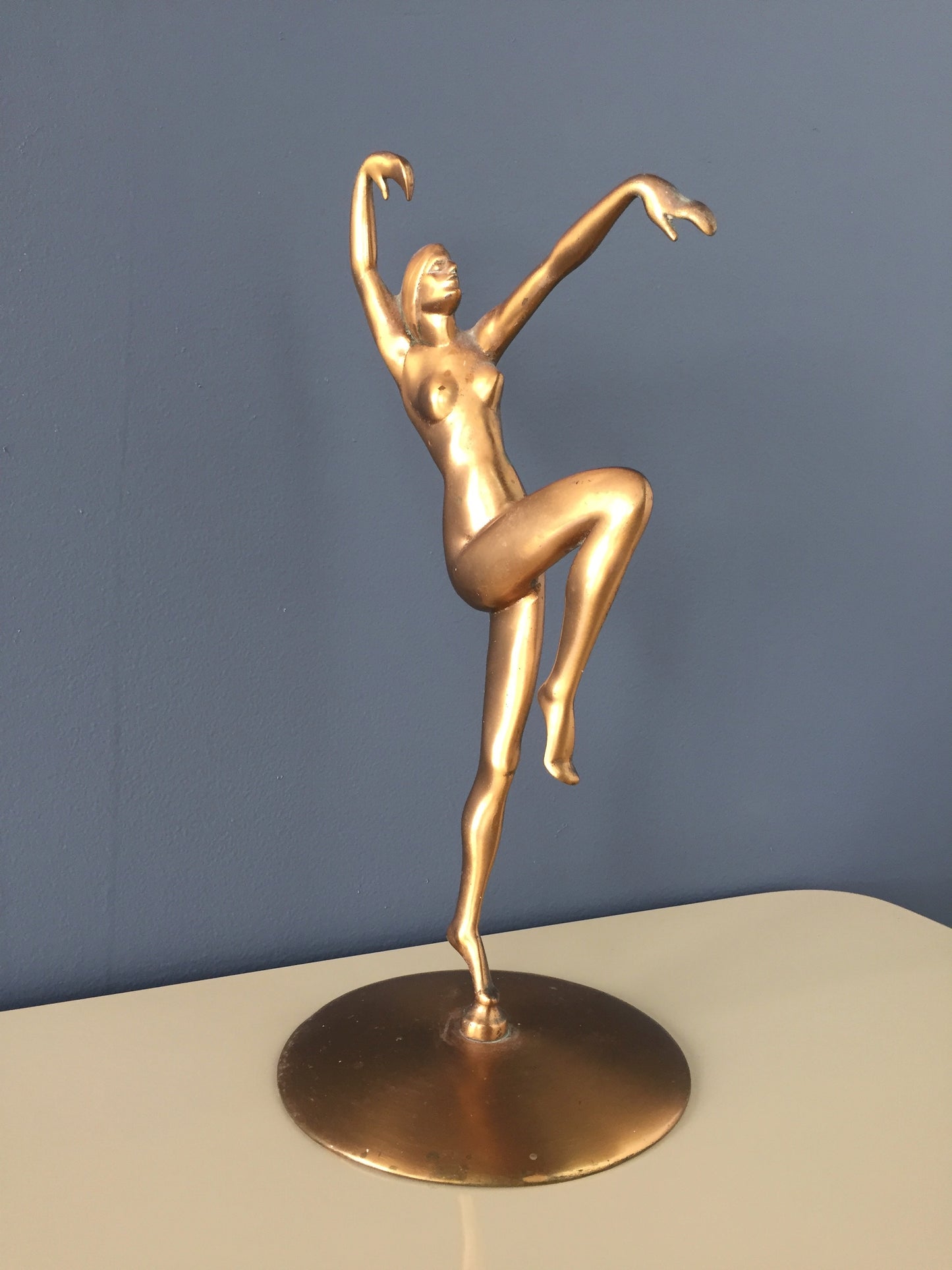 Art Deco Dancer Sculpture in Copper by Henri Lautier Cast by Robert Thew