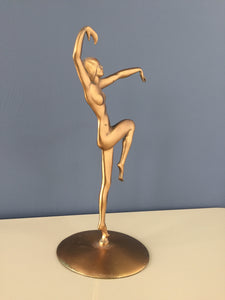 Art Deco Dancer Sculpture in Copper by Henri Lautier Cast by Robert Thew