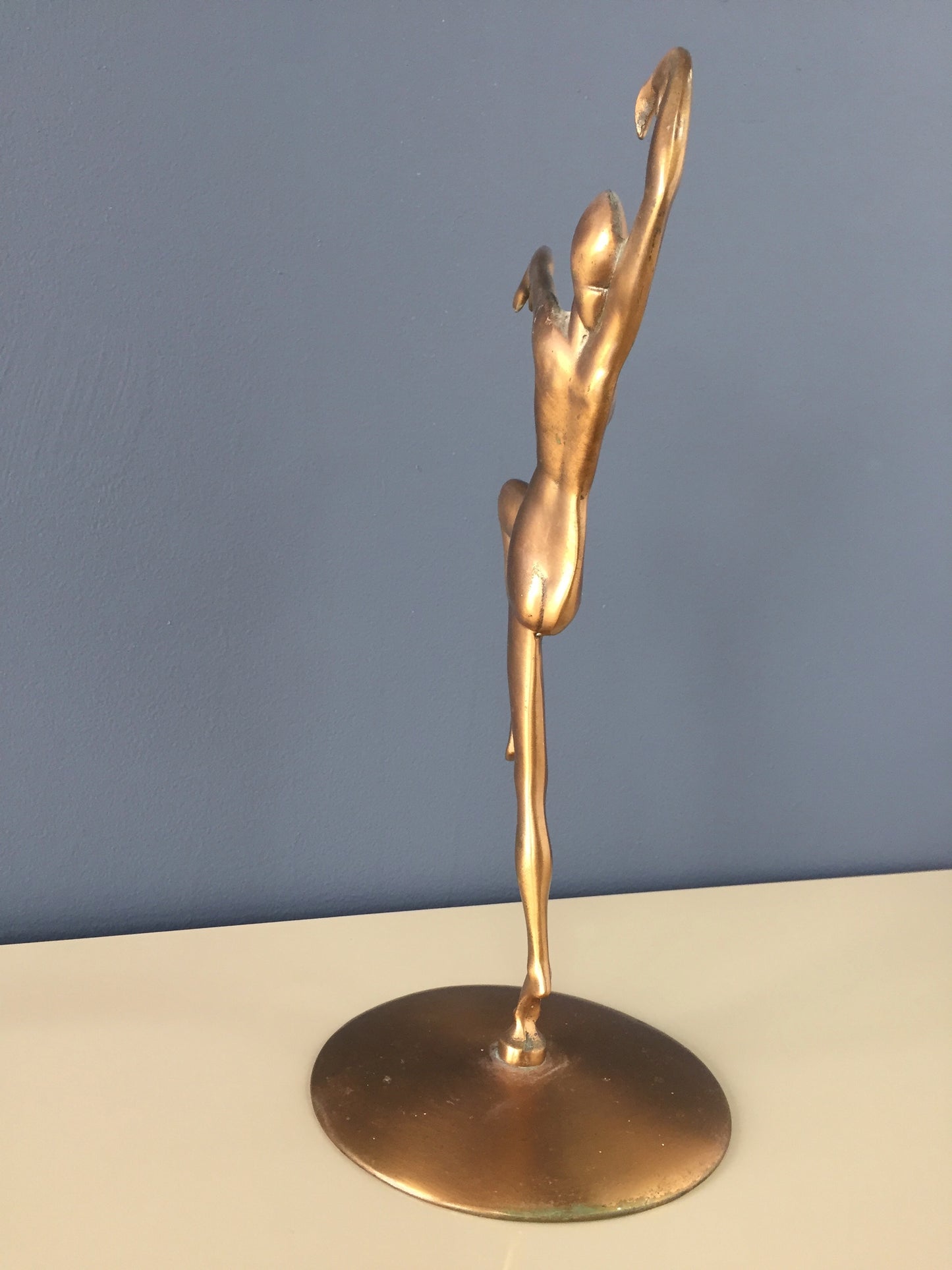 Art Deco Dancer Sculpture in Copper by Henri Lautier Cast by Robert Thew