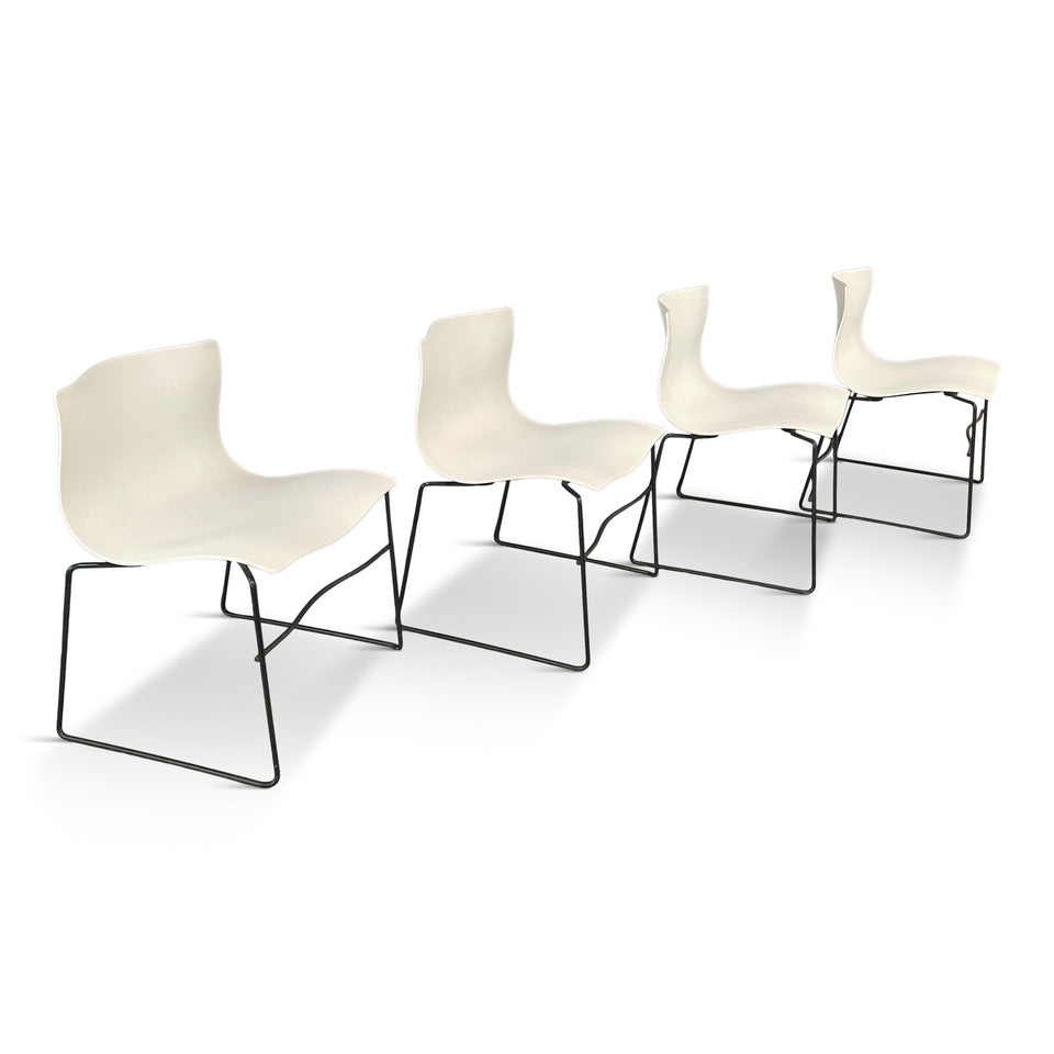 Handkerchief Chairs in White by Massimo Vignelli for Knoll Post Modern a Pair