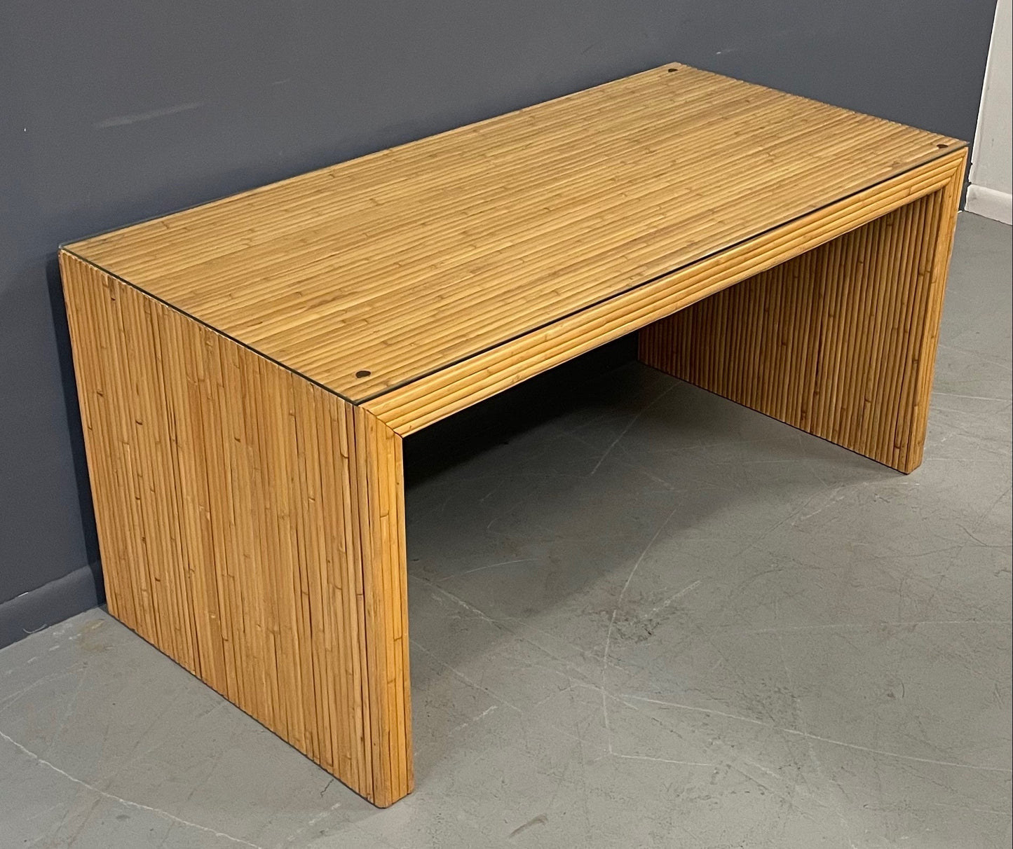 SOLD – Split Reed Desk in the Style of Gabriella Crespi Mid Century