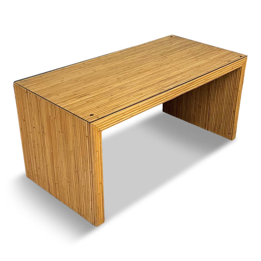 SOLD – Split Reed Desk in the Style of Gabriella Crespi Mid Century
