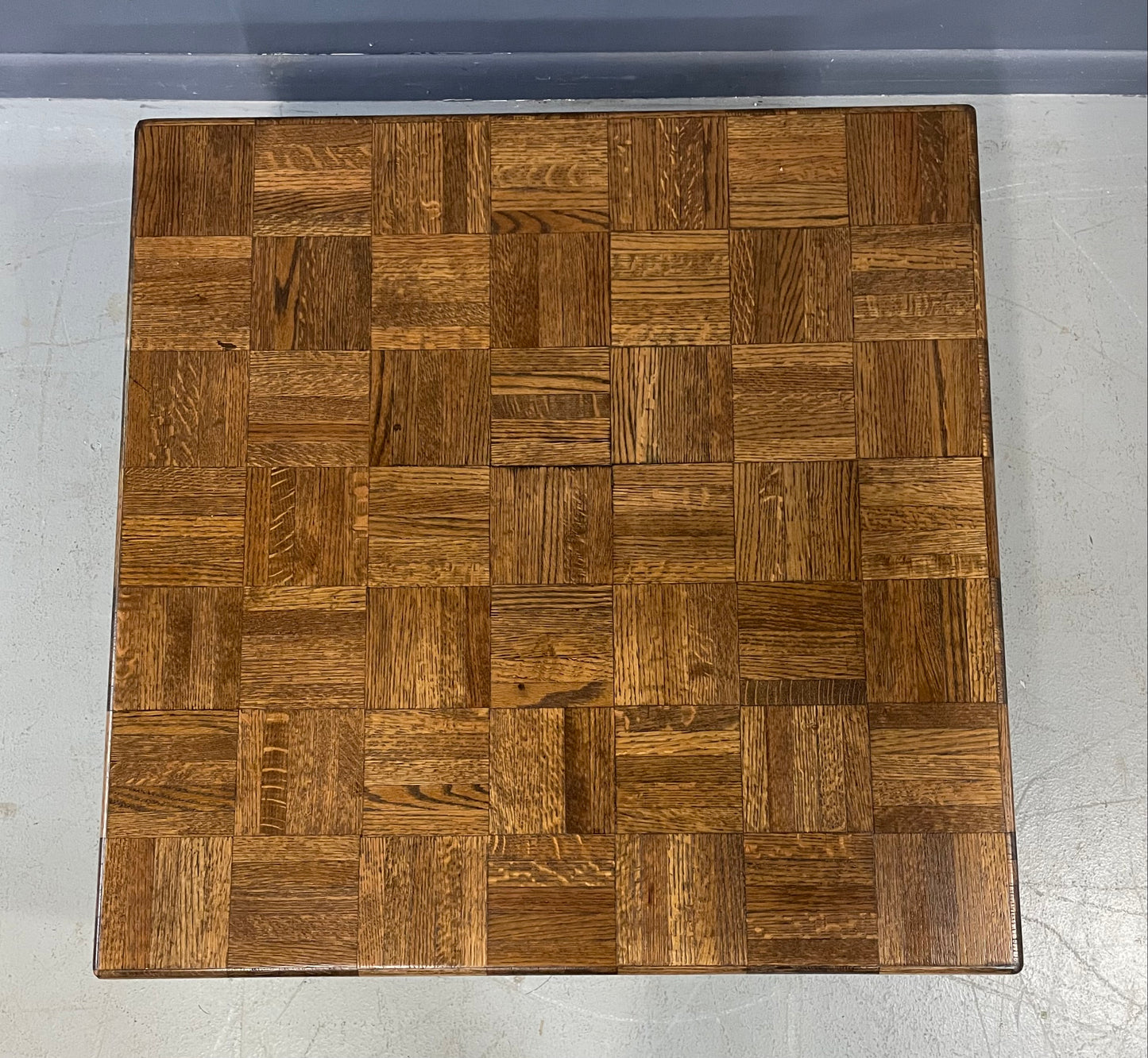 SOLD – 1970s Parquet Floating Cocktail/Coffee Table with a Plinth Base Mid Century