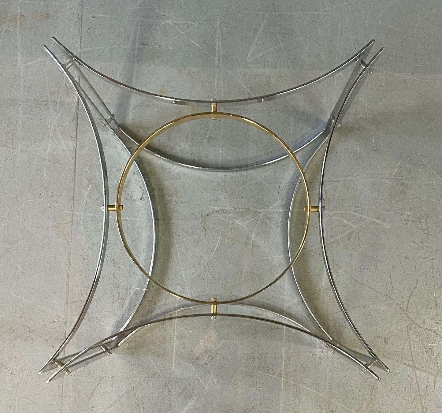 SOLD – Romeo Rega Style Brass and Chrome Game Table with Four Upholstered Stools