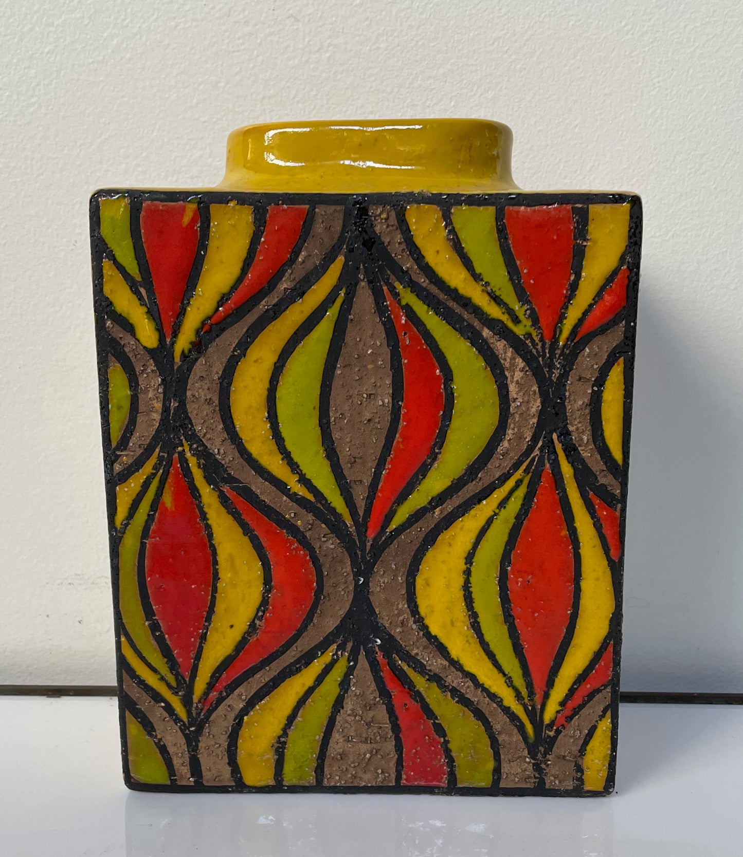 Bitossi for Rosenthal Netter Ceramic Vase Onion Pattern Earth Tones Mid Century