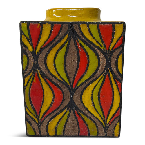 Bitossi for Rosenthal Netter Ceramic Vase Onion Pattern Earth Tones Mid Century