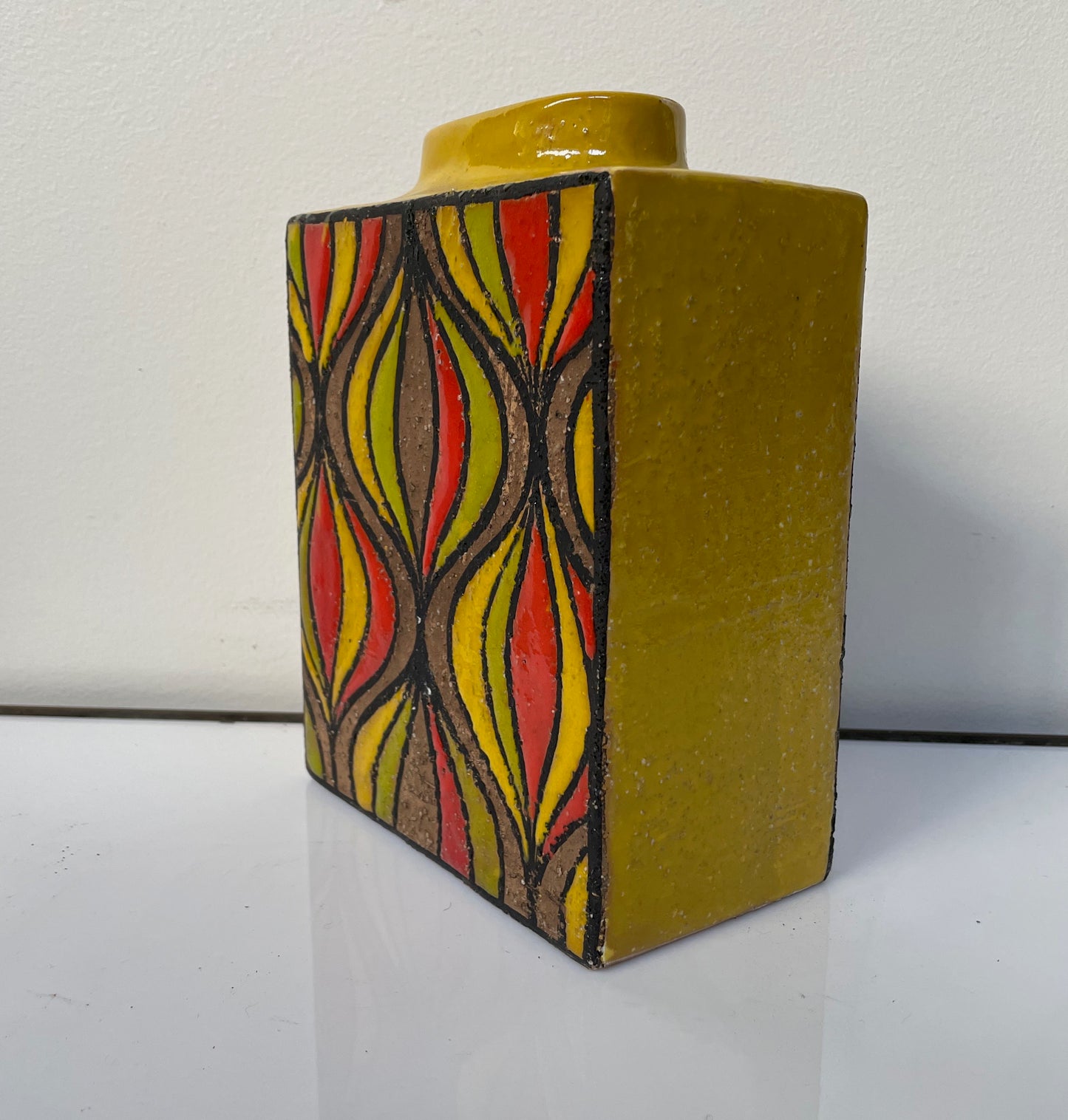 Bitossi for Rosenthal Netter Ceramic Vase Onion Pattern Earth Tones Mid Century