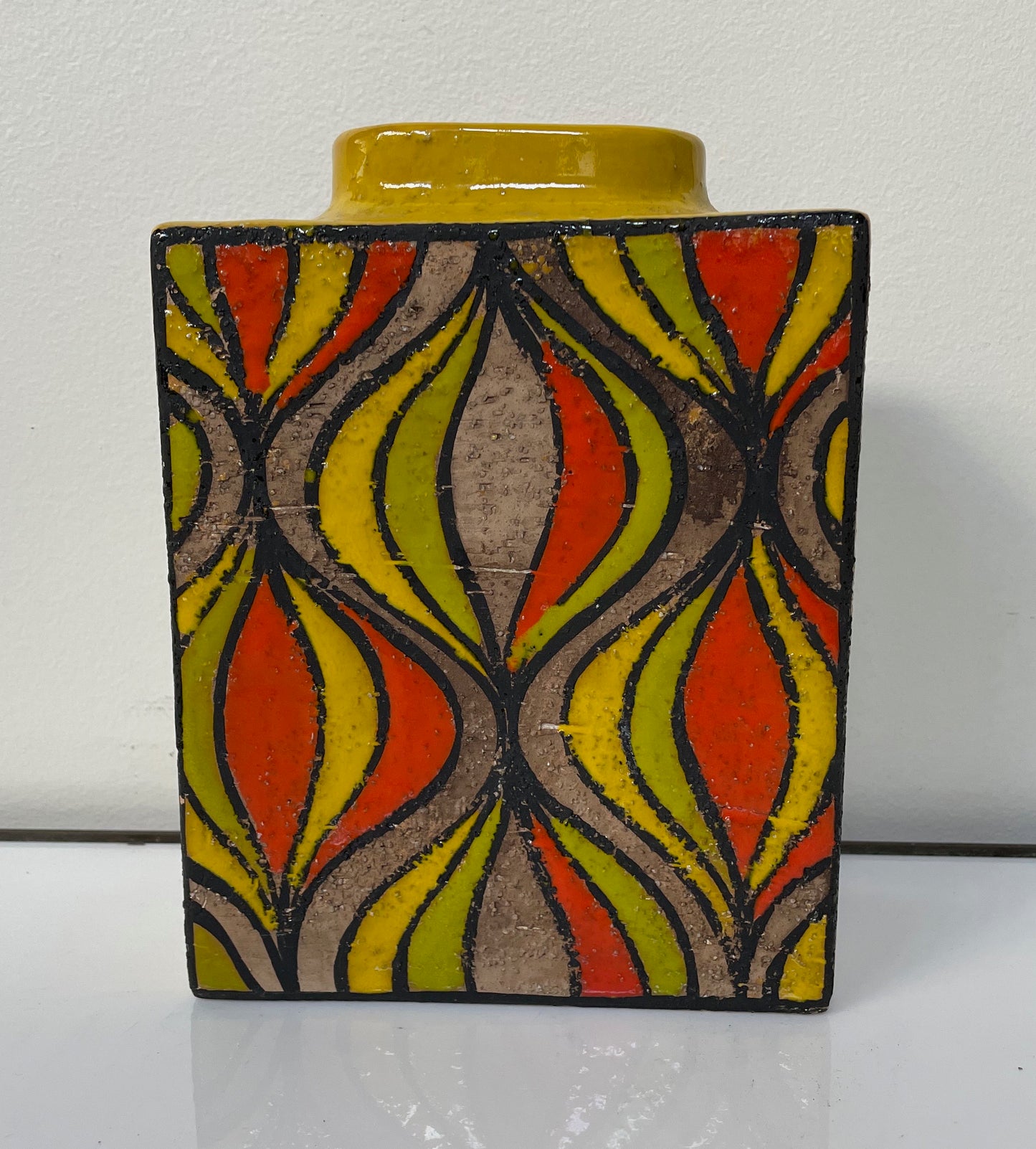 Bitossi for Rosenthal Netter Ceramic Vase Onion Pattern Earth Tones Mid Century