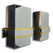 Load image into Gallery viewer, Mid-Century Stainless Steel and Brass Sconces in the Style of Romeo Rega