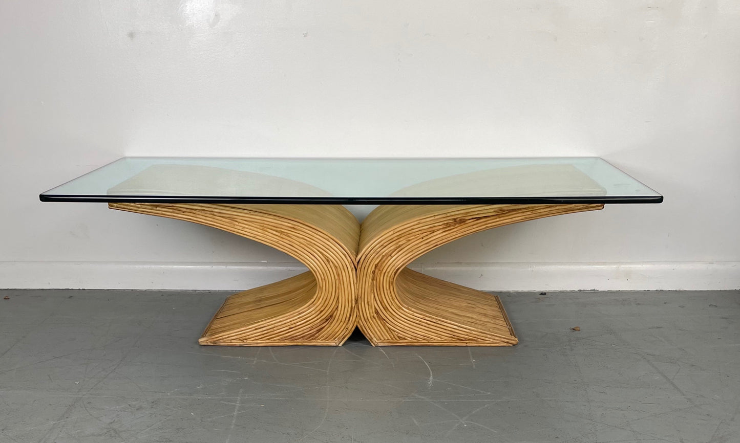 SOLD – Mid-Century Pencil Reed Coffee Table in the Style of Gabriella Crespi
