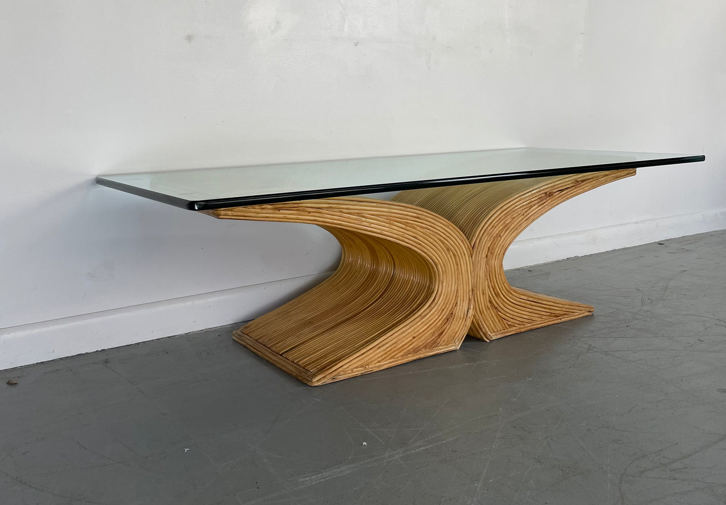 SOLD – Mid-Century Pencil Reed Coffee Table in the Style of Gabriella Crespi