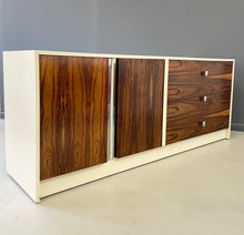 Load image into Gallery viewer, Milo Baughman Style Lacquer and Rosewood Credenza Chrome Accents Mid Century
