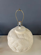 Load image into Gallery viewer, Ceramic Incised Bulbous Table Lamp with Japanese Swimming Fish Motif Mid Century