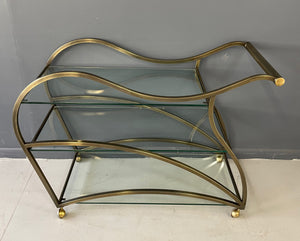 Curvaceous Bar Cart in Brass for Design Institute of America by Milo Baughman