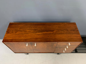 George Nelson Rosewood Thin Edge Cabinet on Original Slat Bench Mid-Century