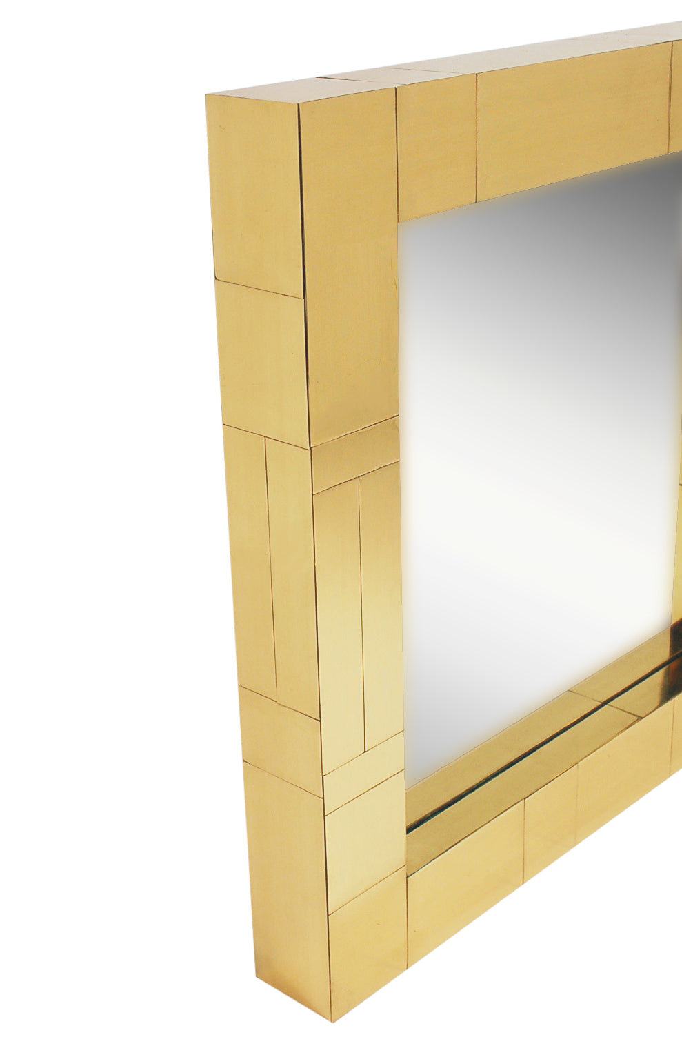Brass Mid-Century Square Cityscape Mirrors in the Style of Paul Evans