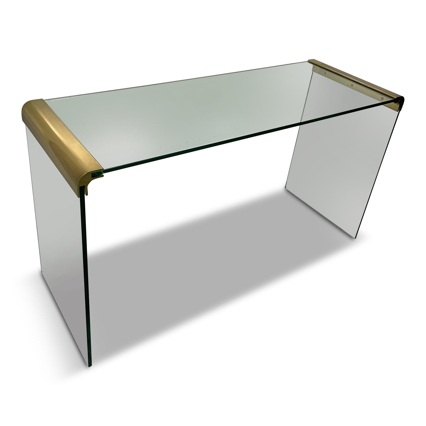 SOLD – Mid-Century Modern Brass and Glass Console or Sofa Table by Leon Rosen for Pace