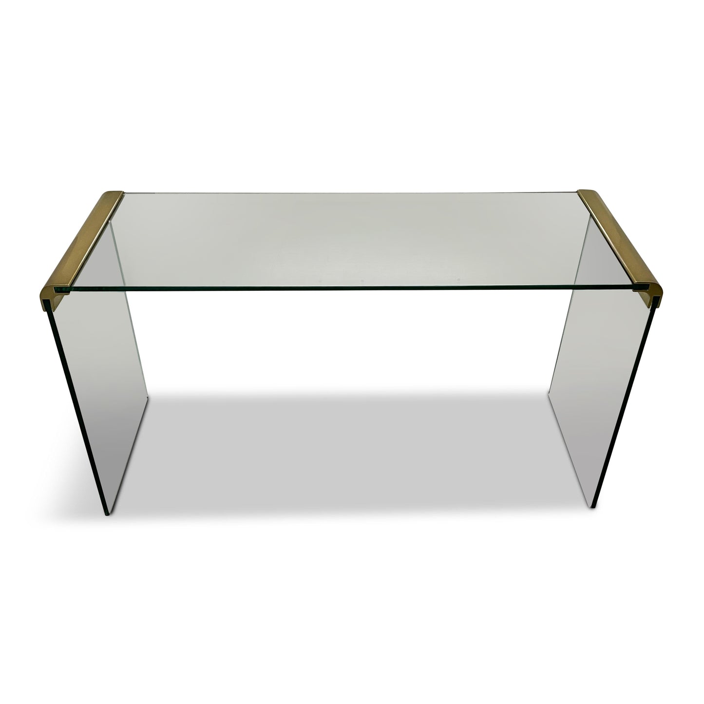 SOLD – Mid-Century Modern Brass and Glass Console or Sofa Table by Leon Rosen for Pace